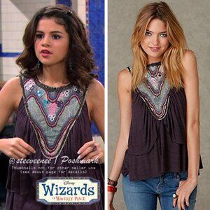 Free People Quilted Memories Tank Top in Charcoal ASO Alex Russo / Hanna Marin